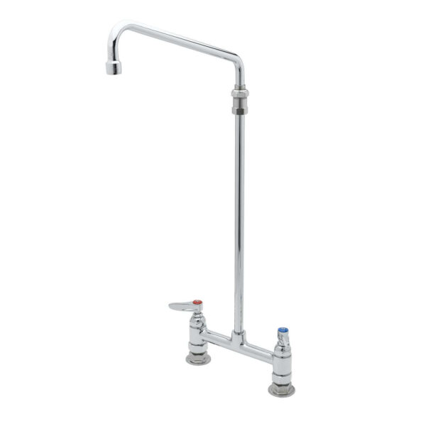 T&S  B-0281  Dbl Pantry Fct, Deck mt, 8'' Cntrs, 12'' Elev. Swing Nozzle