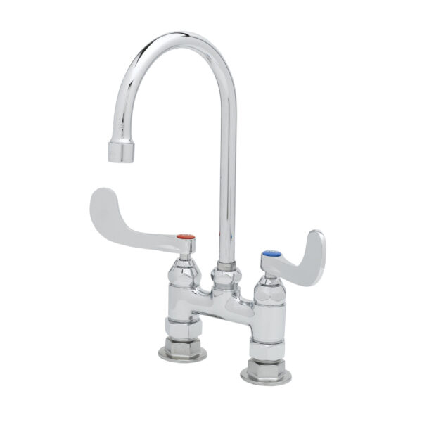 T&S  B-0325-WH4  Dbl Pantry Fct, 4'' C/C Deck mt, Swivel G.N., 4'' Wrist
