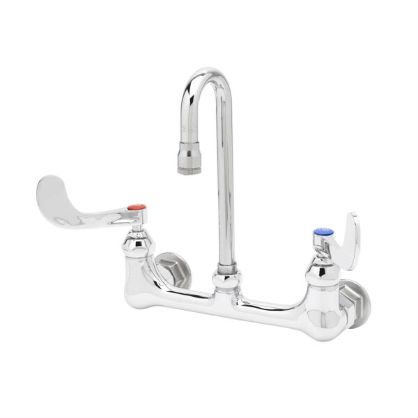 T&S  B-0330-01-WH4  Dbl Pantry Fct, Wall mt, 8'' Cntrs, Rigid G.N., 4'' Wrist