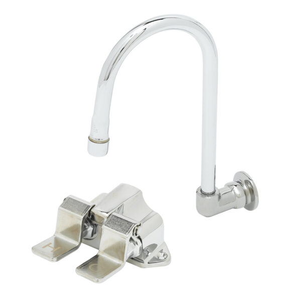 T&S  B-0502-537K  Floor-mt Dbl Pedal Vlv W/ Dummy Rigid G.N.,Short Elbow