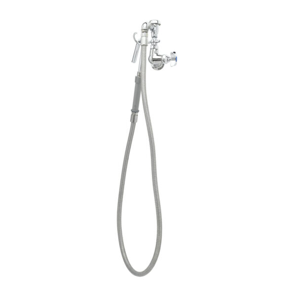 T&S  B-0606  Pot Filler, Wall mt, vac. Brkr, SS Hose, Hook Nozzle