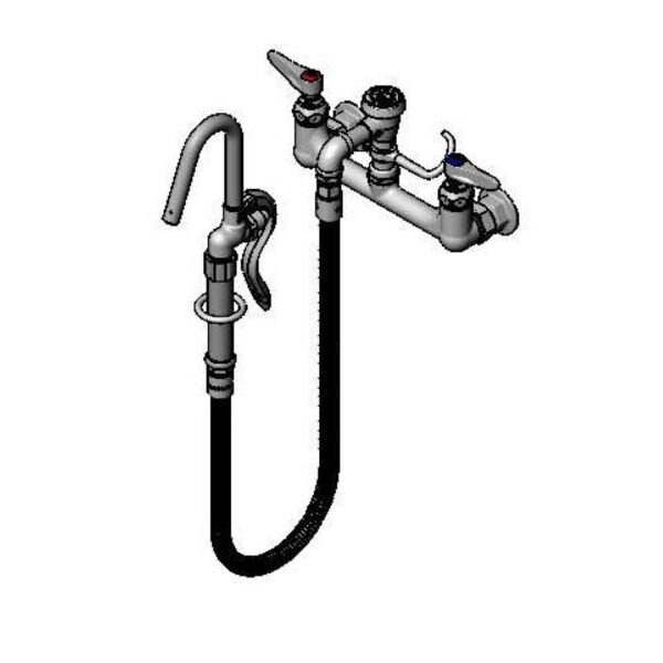 T&S  B-0610-36H  Pot Filler, Wall mt, 8'' Cntrs, vac. Brkr, 36'' Hose
