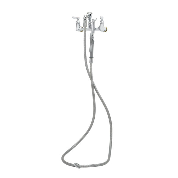 T&S  B-0610-CC-H108  Pot Filler, 8'' Wall mt, vac. Brkr, 108'' Hose