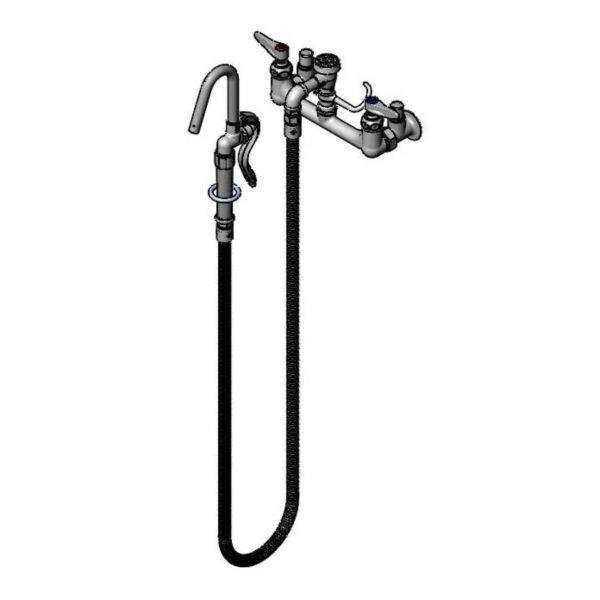T&S  B-0610-JJ  Pot Filler, Wall mt, 8'' Cntrs, Vac. Brkr, 68'' Hose