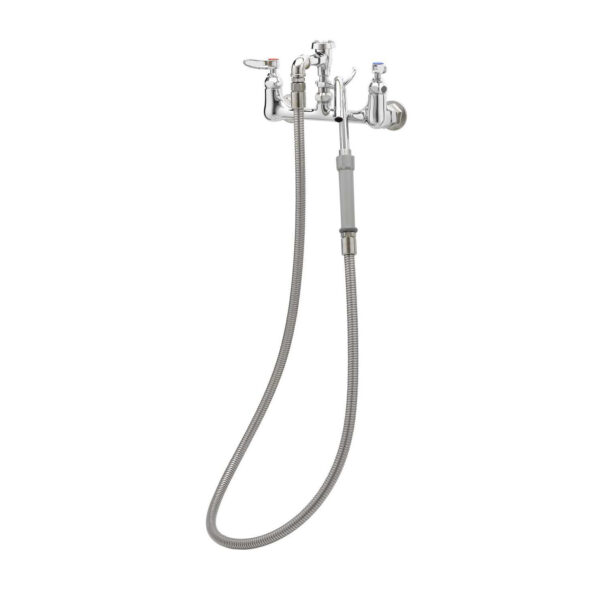 T&S  B-0611  Pot Filler, Wall mt, 8'' Cntrs, vac. Brkr, 68'' Hose