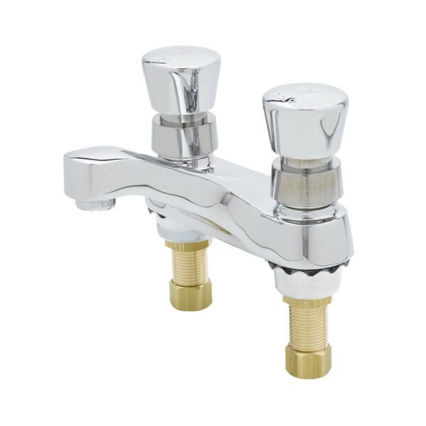 T&S  B-0831-F05  Metering Fct, Deck mt, 4'' Cntrs, Push Button Handles
