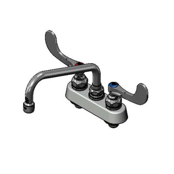 T&S  B-1111-WH4  Workboard Fct, Deck mt, 4'' Cntrs, 8'' Swing, 4'' Handles
