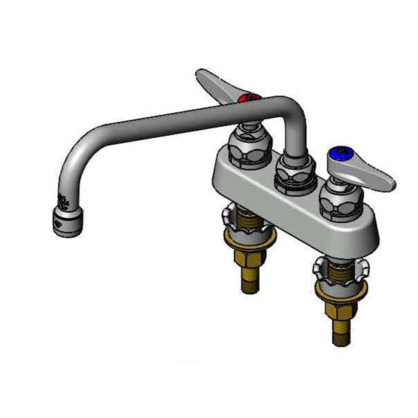 T&S  B-1112-XS  Workboard Fct, Deck mt, 4'' Cntrs, 10'' Swing Nozzle