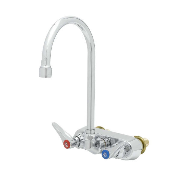 T&S  B-1146-XS  Workboard Fct, Wall mt, 4'' Cntrs, Swivel, Lever, 2'' Shanks