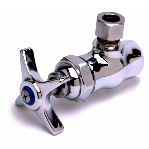 T&S  B-1341  Angle Stop, 4-Arm, 3/8'' NPT (F) W/ Comp. Nut