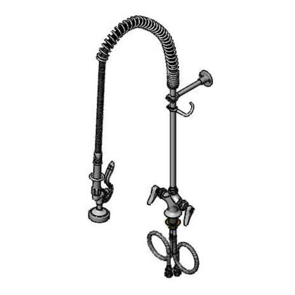 T&S  B-2244-B  PRU, Spring , 1-Hole Base, 4'' Spreader Unit, Wall Brkt