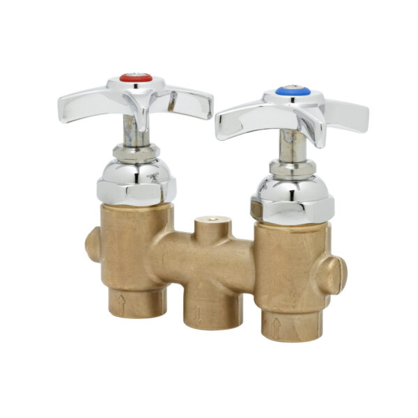 T&S  B-2297  mix Vlv, 3'' Center, Four-Arm Handles, 3/8'' NPT (F)