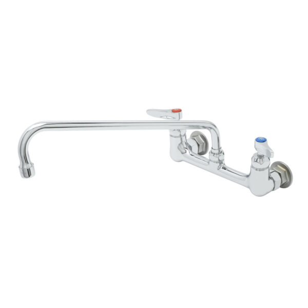 T&S  B-2299-CR  8'' Dbl Pantry Fct, Wall mt, Ceramas, 14'' Swing Nozzle
