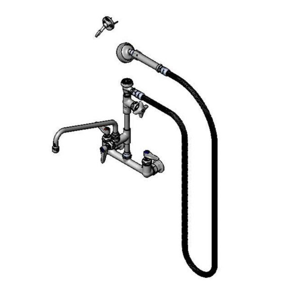 T&S  B-2308  8'' Wall mt Fct W/ Angled Sprayer,  Fct