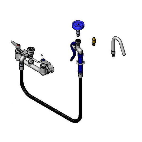 T&S  B-2312-CR  Pot & Kettle Filler: 8'' Wall mt, vac. Brkr, 44'' Hose