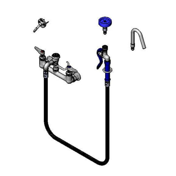 T&S  B-2313  Pot And Kettle Filler, Wall 8'' C/C, vac. Brkr, 68'' Hose
