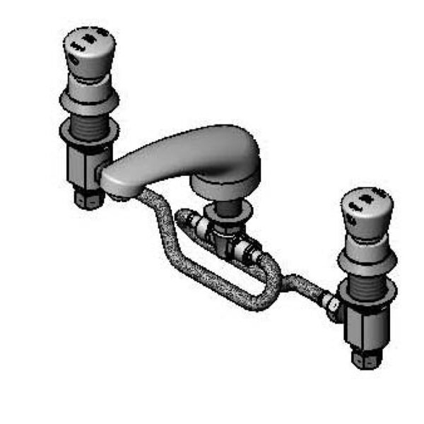 T&S  B-2483  Lav Fct, Push-Button,Self-Close, Flex Lines, 5'' Cast Spout