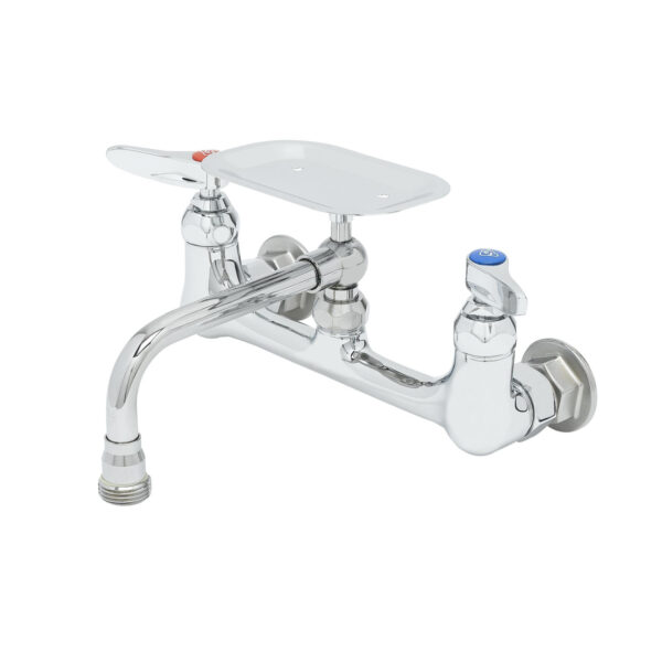 T&S  B-2484  Lav Fct, 8'' Wall mt, 6'' Swing W/ Soap Dish,Lever