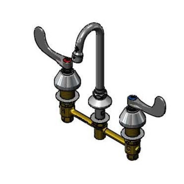 T&S  B-2873  8''WideSpr mix Fct,BWH4 Handles,132X Swivel G.N.