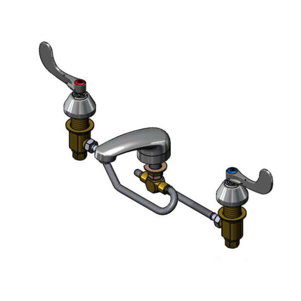 T&S  B-2990-FLWH4  WideSpr Fct, Flex Lines, 5'' Cast Spout, Wrist