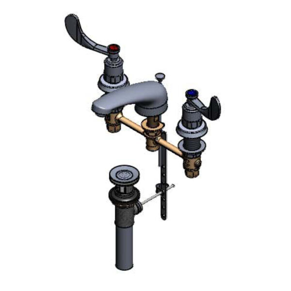 T&S  B-2991-PWH4  8''C/C WideSpr Fct,5'' Cast Spout,Slow Close Self-Close Ctg