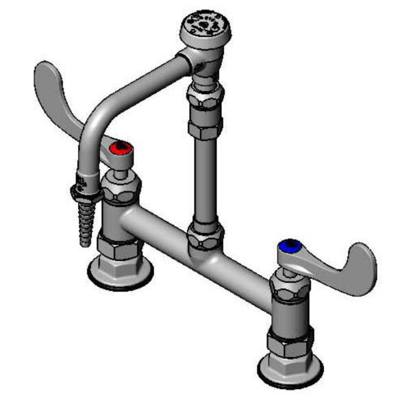 T&S  BL-5715-09CRWH4  Lab Fct, 8'' Deck mt, Ceramas, Swivel VB Nozzle
