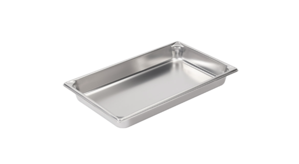 Stainless steel steam table pan.
