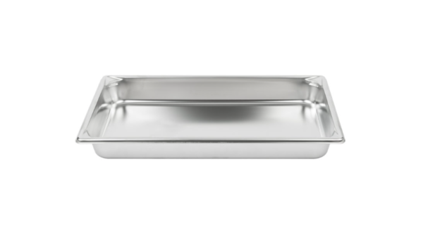 Stainless steel steam table pan.