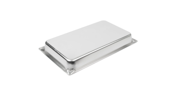 Stainless steel steam table pan.