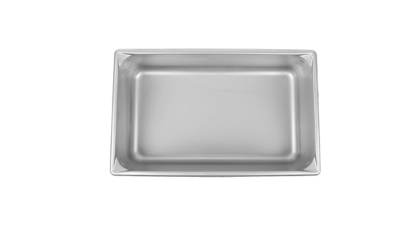 Stainless steel steam table pan.