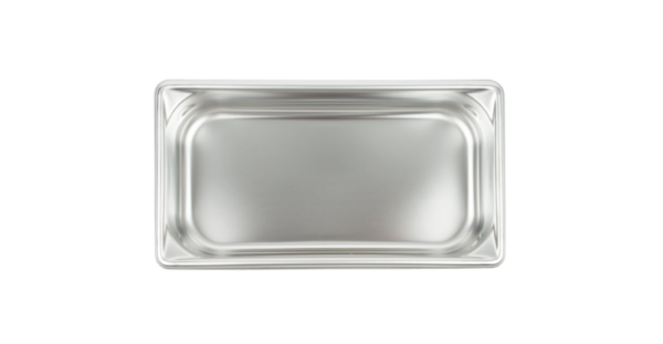 Stainless steel steam table pan.