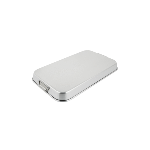 Bottom of 9-Quart Aluminum Bake and Roast Pan with welded handles.