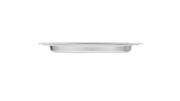 Stainless steel oval pan.