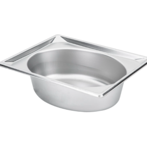Stainless steel oval pan.
