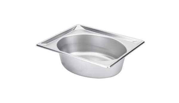 Stainless steel oval pan.