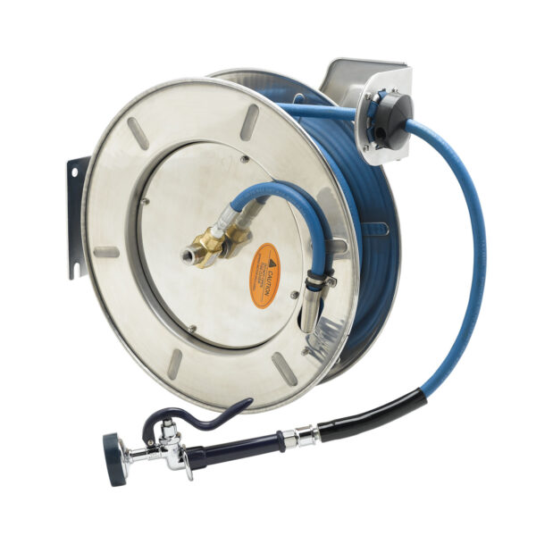 T&S  B-7142-01  Hose Reel,Open,SS,50'Hose,3/8''Id w/ Spray Vlv