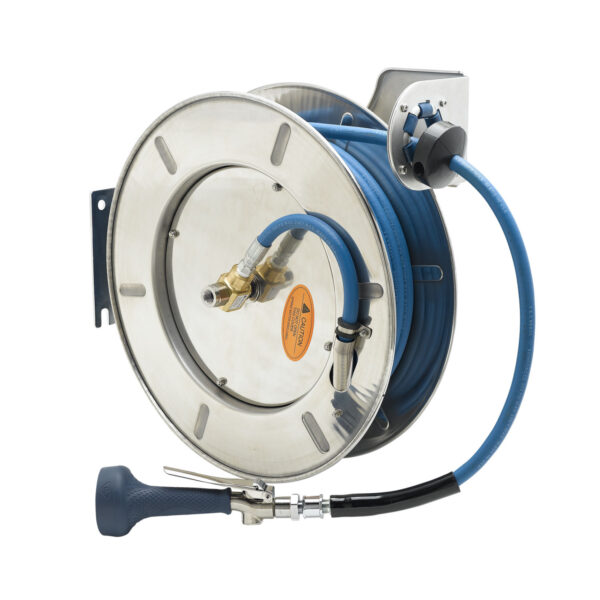 T&S  B-7142-08H  Hose Reel,50Ft,Open,3/8'',SS,Hi-Flow Spray Vlv