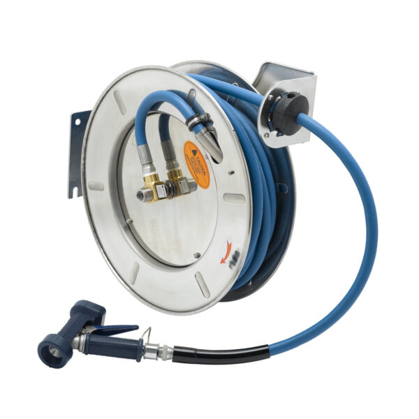 T&S  B-7143-04  Hose Reel, Open, SS, 1/2'' x 50' Hose, 9/16'' Rear Trig.