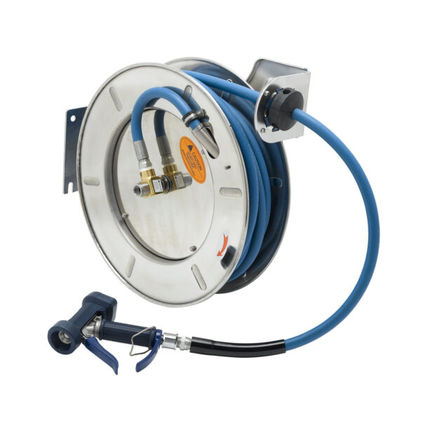T&S  B-7143-07  Hose Reel, Open, SS, 1/2'' x 50' Hose, 9/16'' Front Trig.