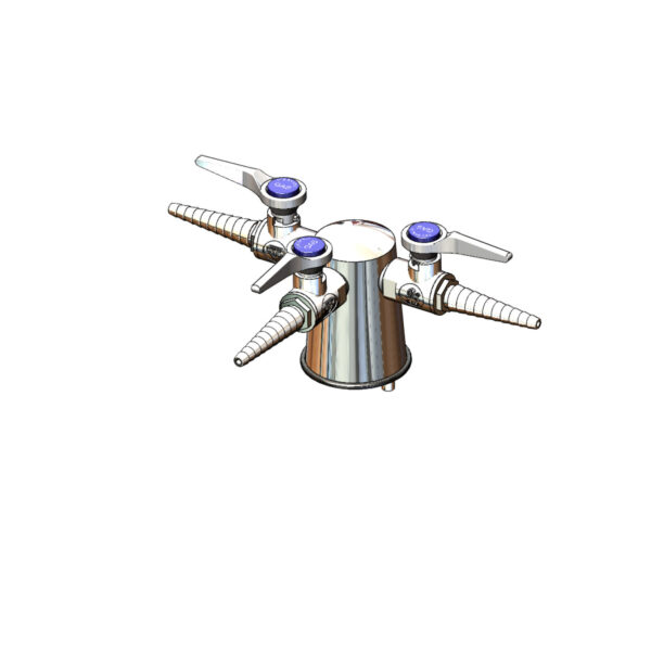 T&S  BL-4203-03  Lab Turret, Tapered W/ 3 Hose Cocks, Vandal res. mting Stud