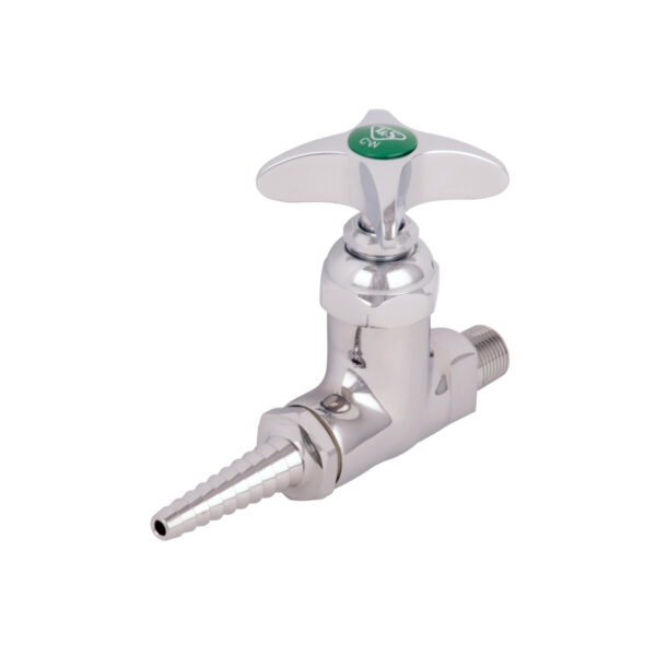 T&S  BL-4500-02  Lab Straight Stop, 4-Arm Handle, 3/8'' NPT (M) in
