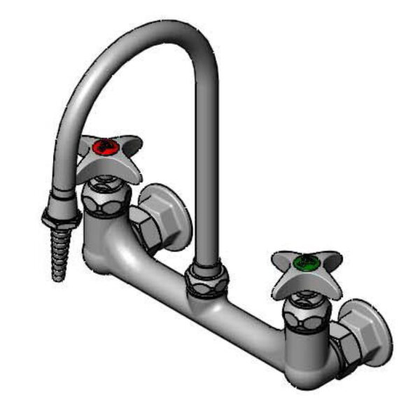 T&S  BL-5725-01  Lab mix Fct, Wall mted, Rigid G.N., 4-Arm Handles