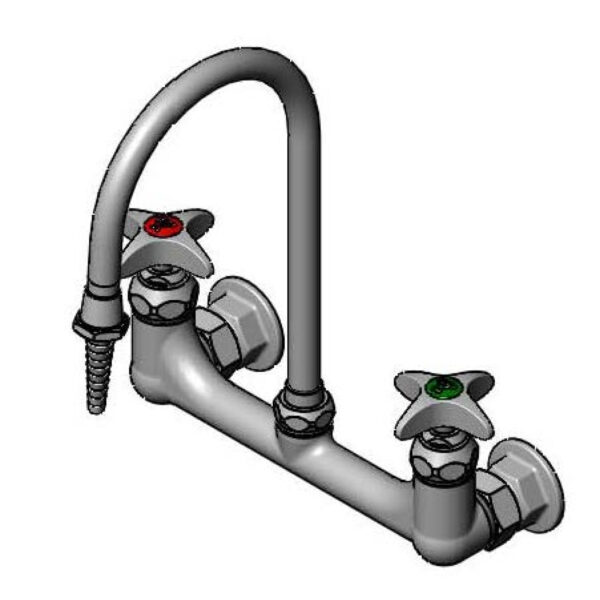 T&S  BL-5725-02  Lab mix Fct, Wall mted, Swivel G.N., 4-Arm Handles