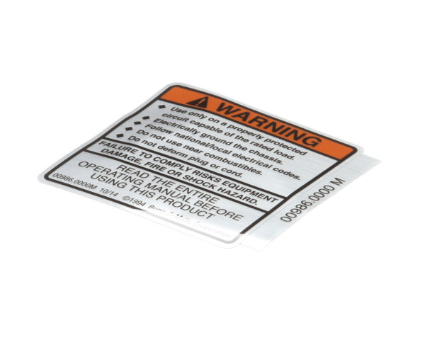 BUNN Parts  00986.0000  Decal, Warning Electrical