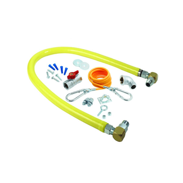 T&S  HG-2D-24SK  Gas Hose, Spin Fittings, 3/4NPT, 24'', install kit/fittings