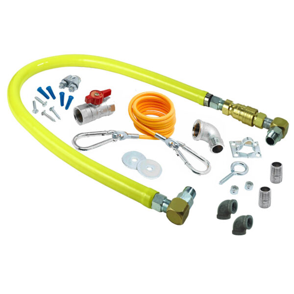 T&S  HG-4D-48SK-FF  Gas Hose W/ QD, 3/4'' NPT X 48'', Swivelinks, Cable Kit
