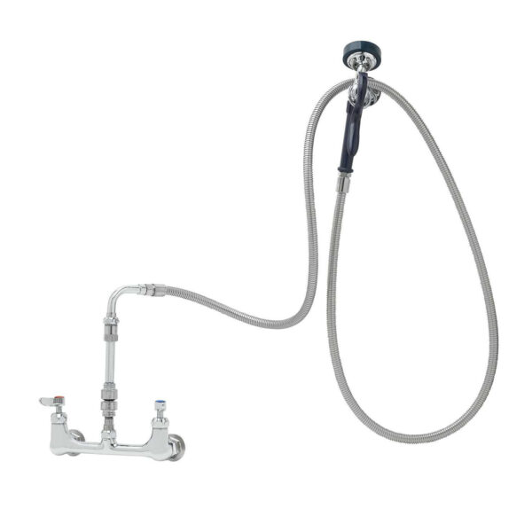 T&S  P3-8WESV-00M-CR  Pet Groom: 8'' Wall mt, Ceramas, Vac Brkr, 96'' SS Hose
