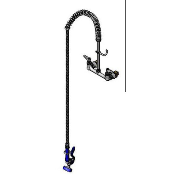 T&S  P3-8WOSN00PZLUB  Pet Grooming: 8'' Wall Mnt, O'head Spring