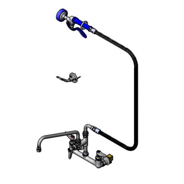 T&S  PB-8WSAN12PZJU  8'' C/C Wall mt Fct, ADF, 12'' Swing Nozzle
