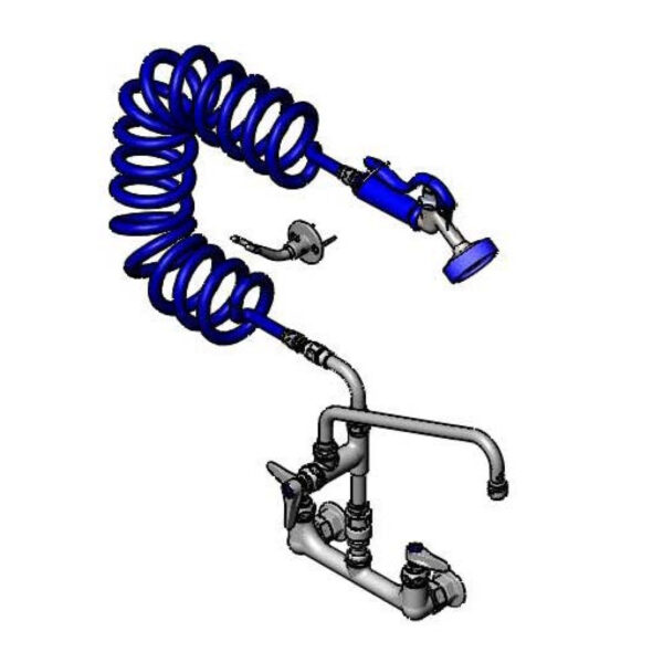 T&S  PG-8WSAV-12  Pet Grooming Fct, Wall 8'' C/C, Coil Hose, 12'' Fct